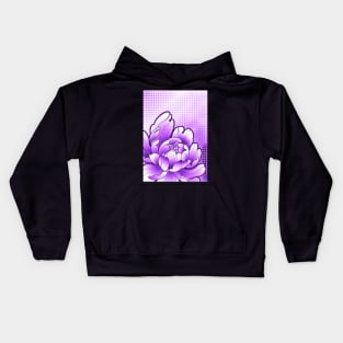 purple peony flower  kawaii pop art style print Kids Hoodie